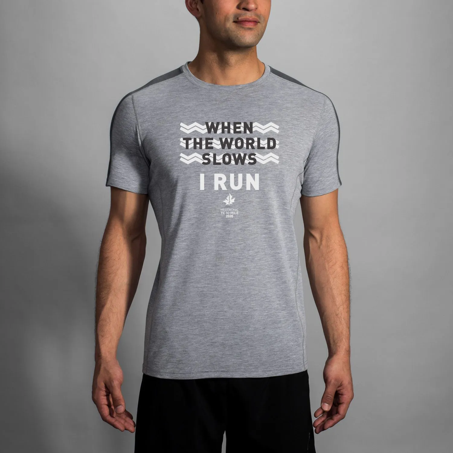 2020 Brooks TCM 10 Mile Distance Short Sleeve - Heather Ash Asphalt (Men's Sizing)