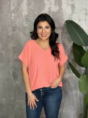 Airflow Shift Short Sleeve Blouse - Peach- FINAL SALE