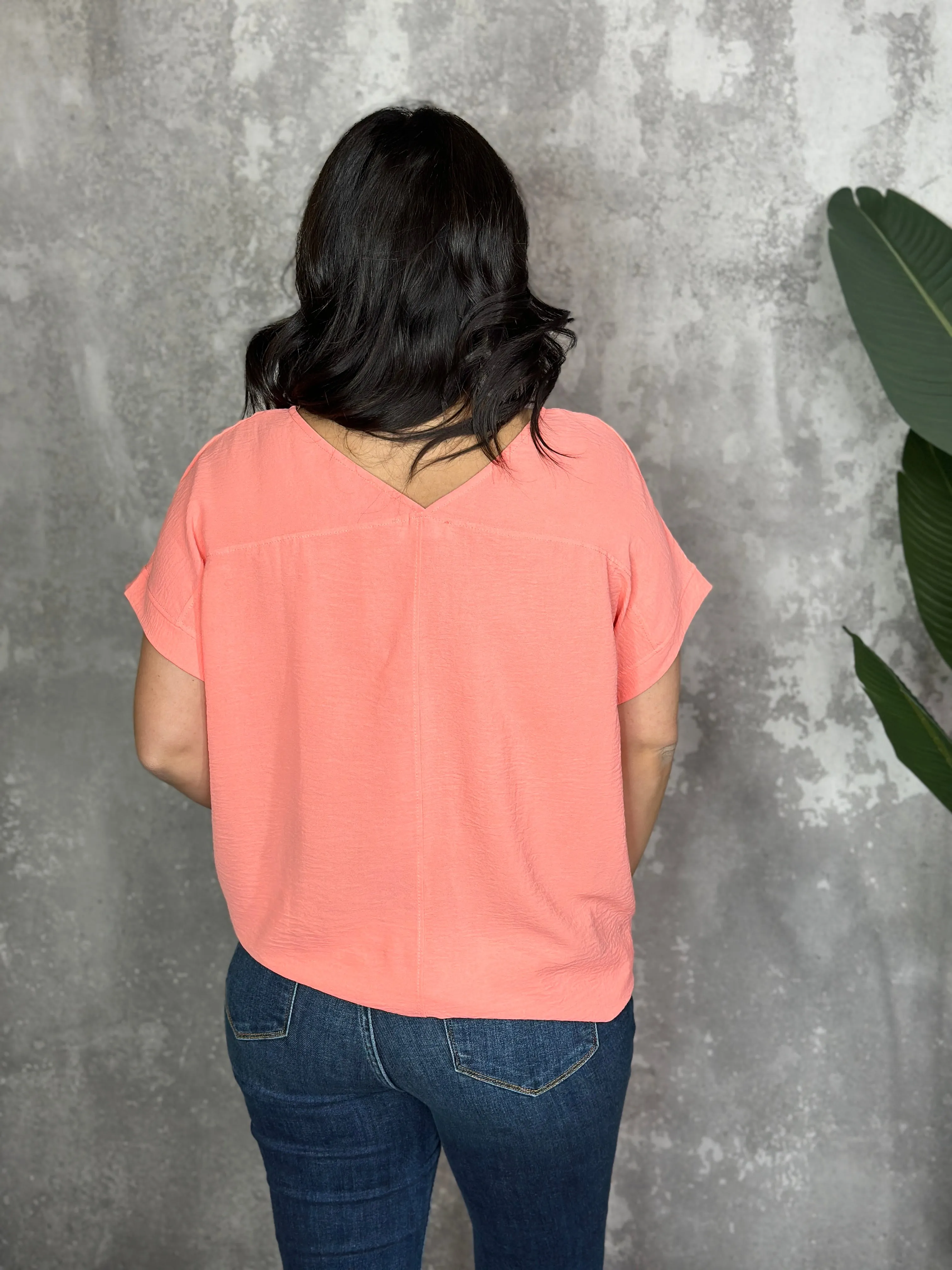Airflow Shift Short Sleeve Blouse - Peach- FINAL SALE