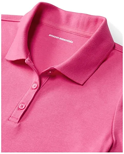 Amazon Essentials Girl's Uniform Interlock Polo, Raspberry/White, L (10)