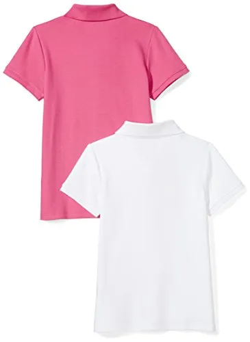 Amazon Essentials Girl's Uniform Interlock Polo, Raspberry/White, L (10)