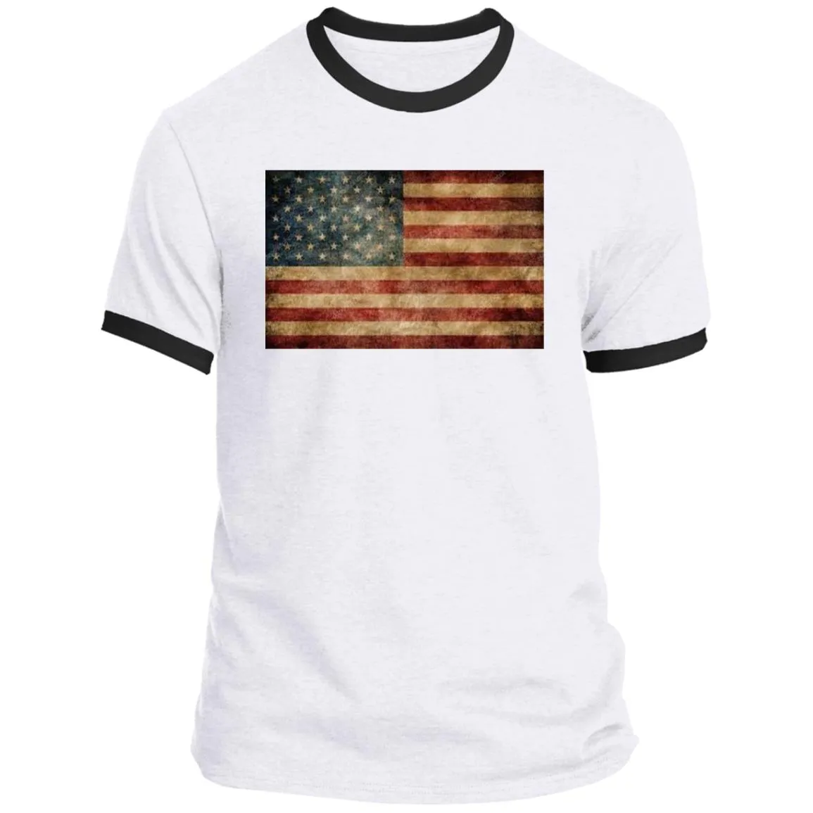 American Flag -- Distressed -- CLOSEOUT -- Ringer Tee