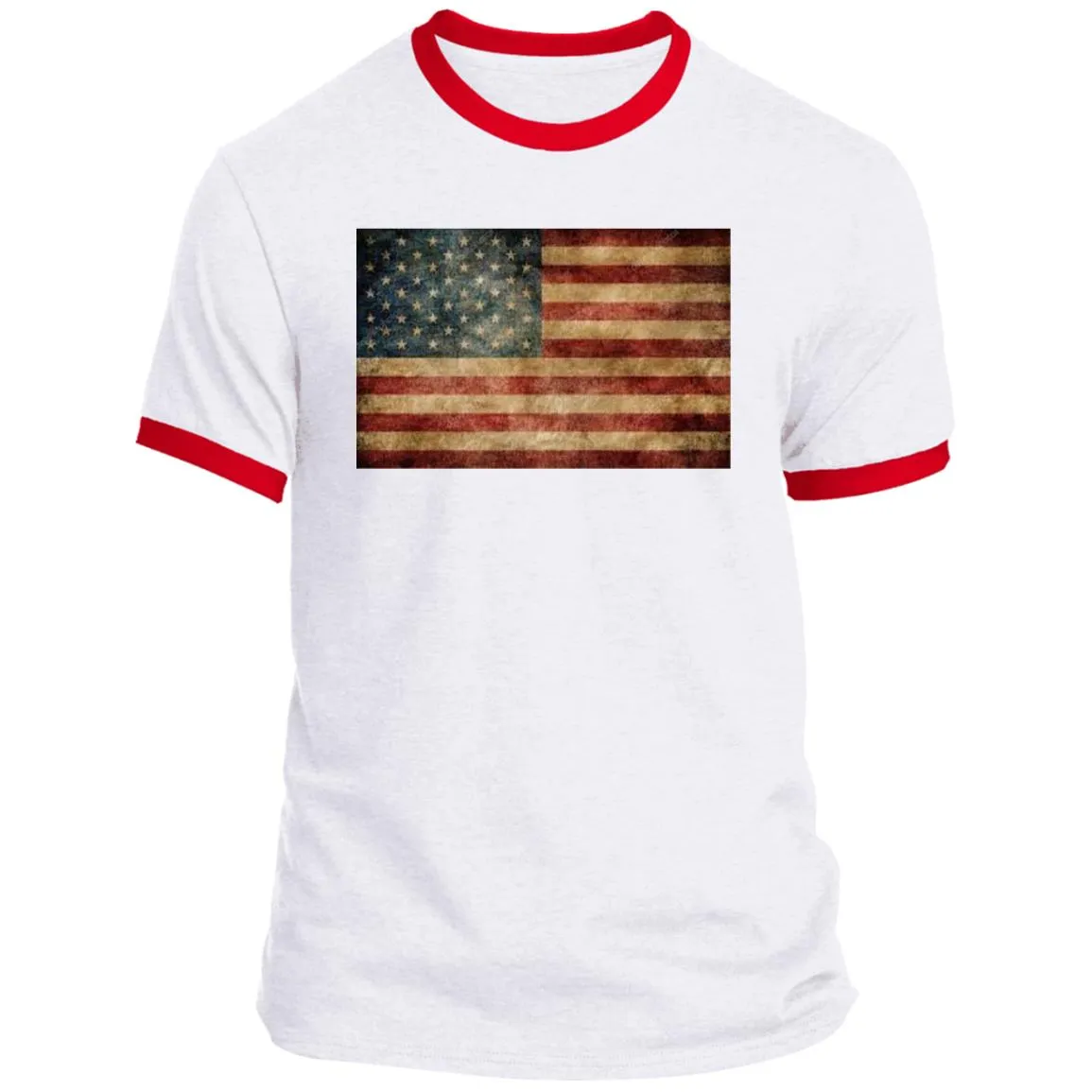 American Flag -- Distressed -- CLOSEOUT -- Ringer Tee