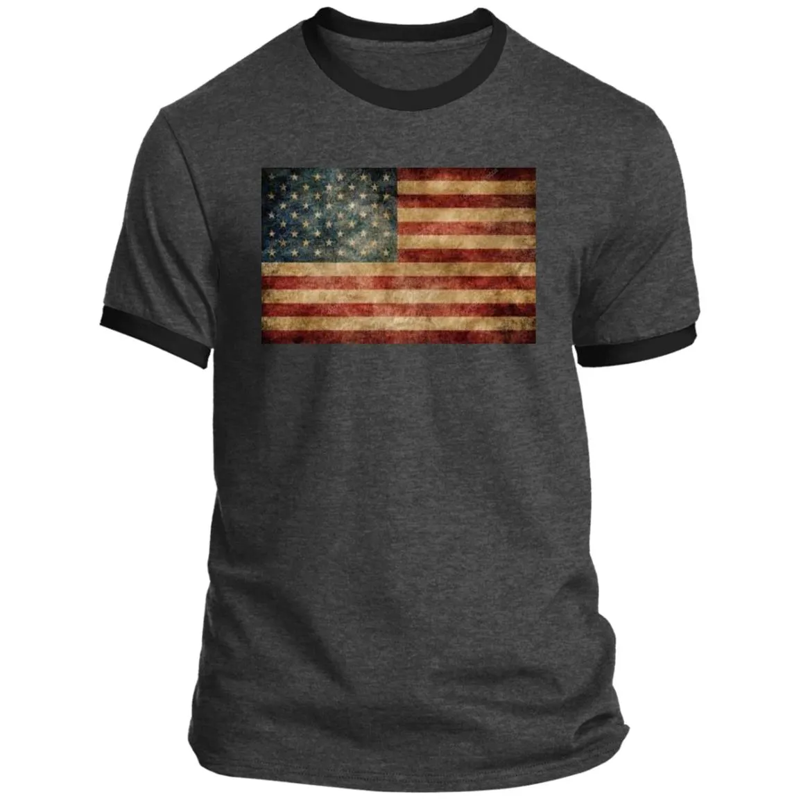 American Flag -- Distressed -- CLOSEOUT -- Ringer Tee