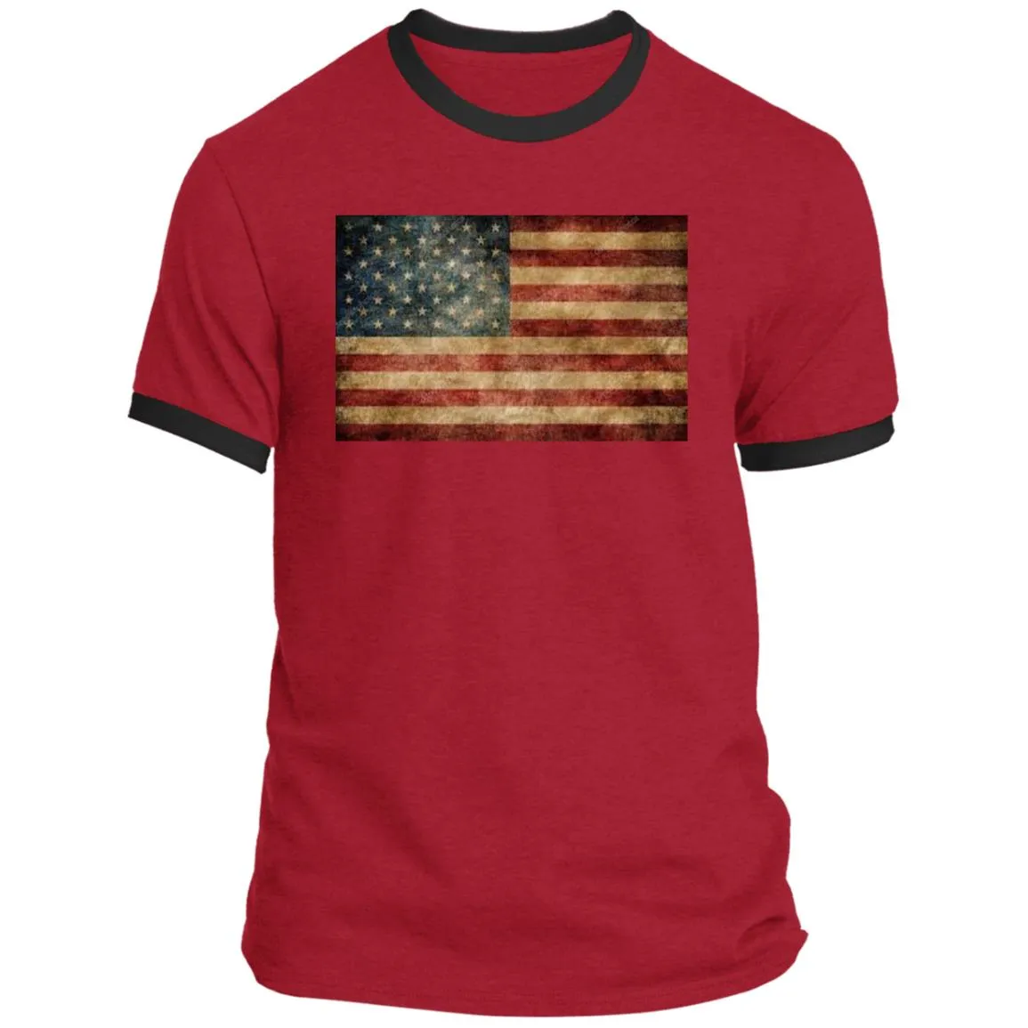 American Flag -- Distressed -- CLOSEOUT -- Ringer Tee