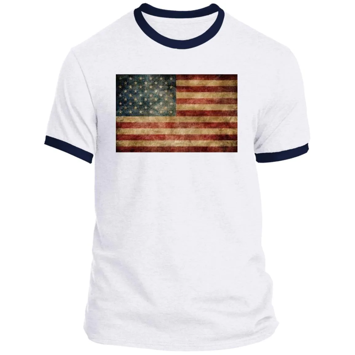 American Flag -- Distressed -- CLOSEOUT -- Ringer Tee