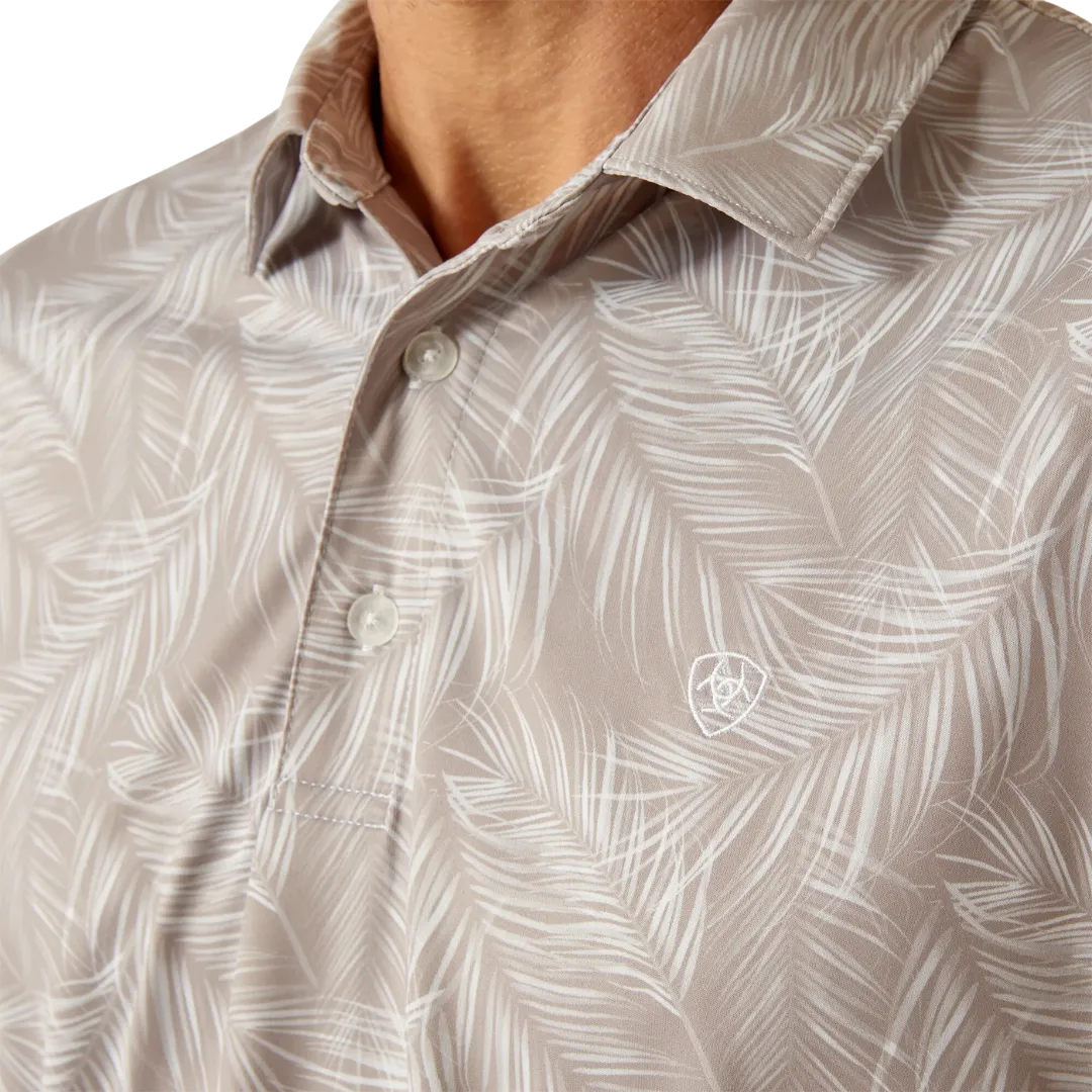 Ariat Men's Palm Printed Light Grey Polo Shirt