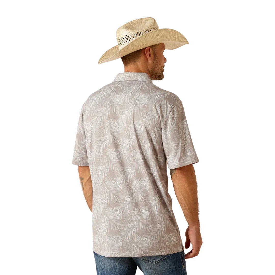 Ariat Men's Palm Printed Light Grey Polo Shirt