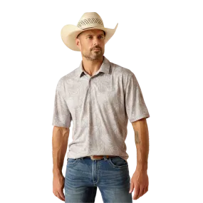 Ariat Men's Palm Printed Light Grey Polo Shirt