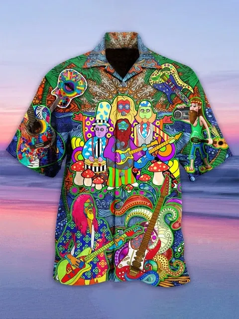 Ashore Shop Music Cuban Collar Summer Men's Clothing Casual Short Sleeves Fashion Loose Tops T 3d Printed Shirts Men's Hawaiian Shirts