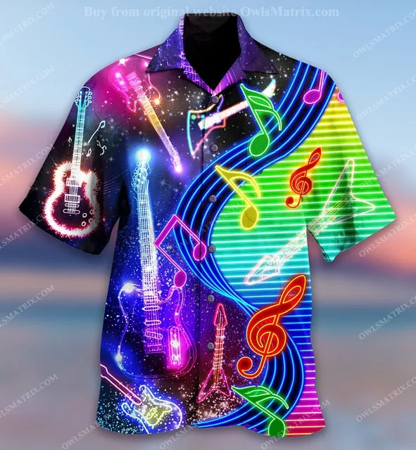 Ashore Shop Music Cuban Collar Summer Men's Clothing Casual Short Sleeves Fashion Loose Tops T 3d Printed Shirts Men's Hawaiian Shirts