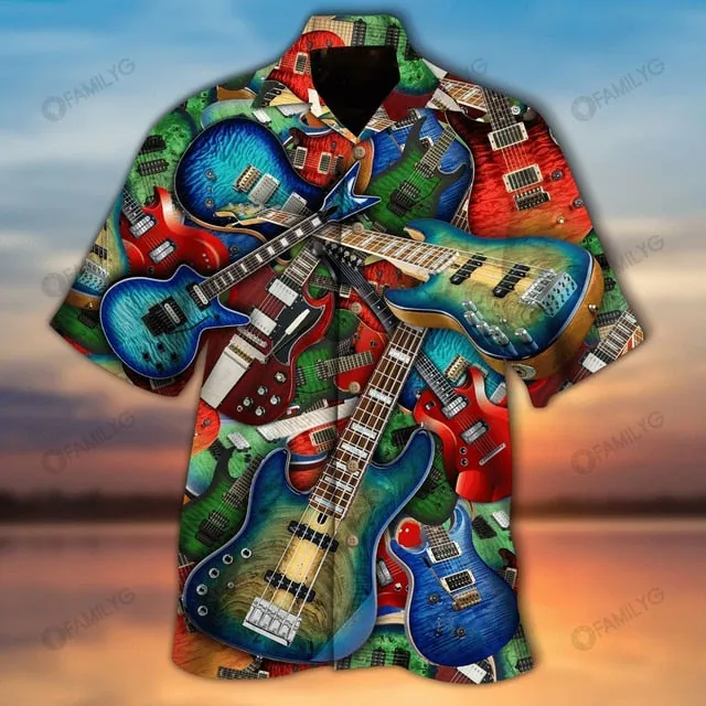 Ashore Shop Music Cuban Collar Summer Men's Clothing Casual Short Sleeves Fashion Loose Tops T 3d Printed Shirts Men's Hawaiian Shirts