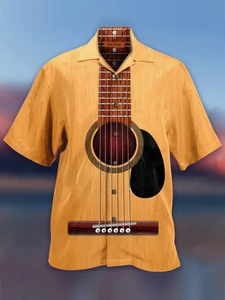 Ashore Shop Music Cuban Collar Summer Men's Clothing Casual Short Sleeves Fashion Loose Tops T 3d Printed Shirts Men's Hawaiian Shirts