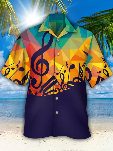 Ashore Shop Music Cuban Collar Summer Men's Clothing Casual Short Sleeves Fashion Loose Tops T 3d Printed Shirts Men's Hawaiian Shirts