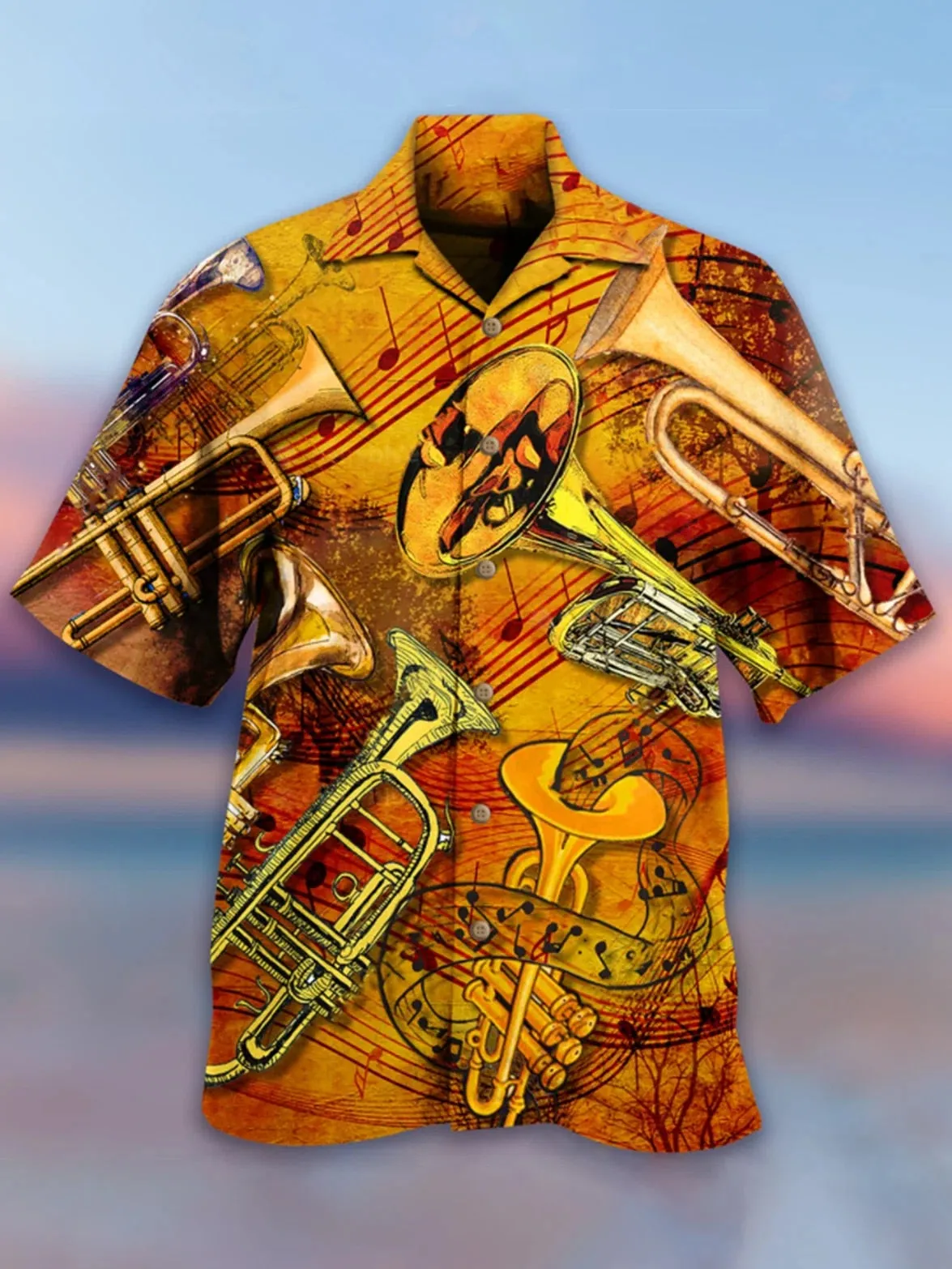 Ashore Shop Music Cuban Collar Summer Men's Clothing Casual Short Sleeves Fashion Loose Tops T 3d Printed Shirts Men's Hawaiian Shirts