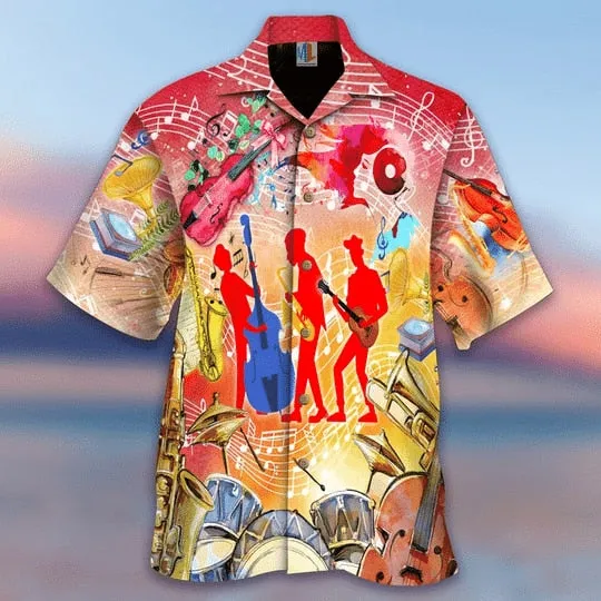 Ashore Shop Music Cuban Collar Summer Men's Clothing Casual Short Sleeves Fashion Loose Tops T 3d Printed Shirts Men's Hawaiian Shirts