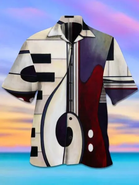 Ashore Shop Music Cuban Collar Summer Men's Clothing Casual Short Sleeves Fashion Loose Tops T 3d Printed Shirts Men's Hawaiian Shirts