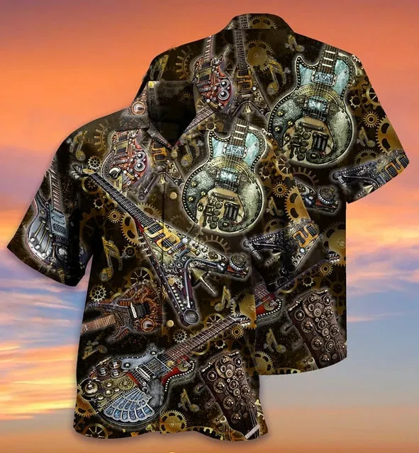 Ashore Shop Music Cuban Collar Summer Men's Clothing Casual Short Sleeves Fashion Loose Tops T 3d Printed Shirts Men's Hawaiian Shirts