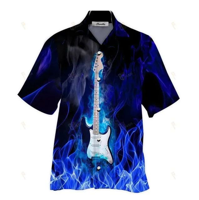 Ashore Shop Music Cuban Collar Summer Men's Clothing Casual Short Sleeves Fashion Loose Tops T 3d Printed Shirts Men's Hawaiian Shirts