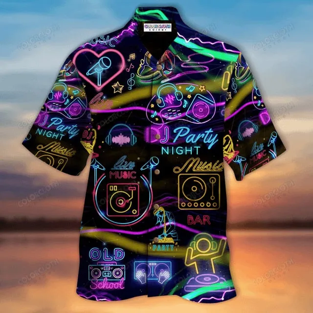 Ashore Shop Music Cuban Collar Summer Men's Clothing Casual Short Sleeves Fashion Loose Tops T 3d Printed Shirts Men's Hawaiian Shirts