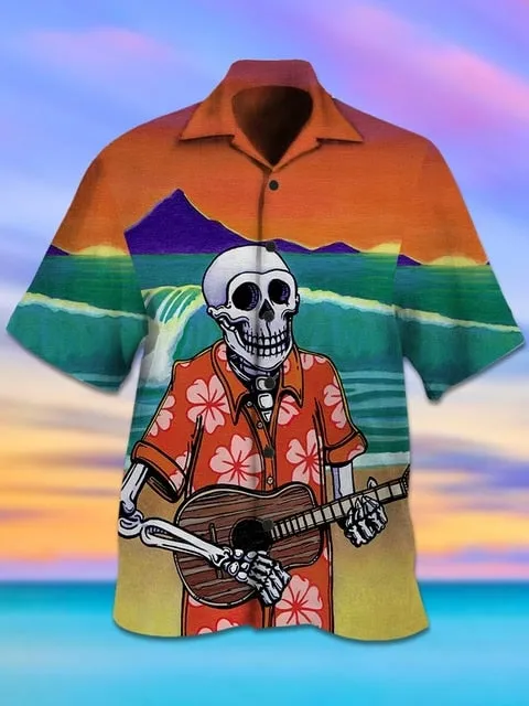 Ashore Shop Music Cuban Collar Summer Men's Clothing Casual Short Sleeves Fashion Loose Tops T 3d Printed Shirts Men's Hawaiian Shirts