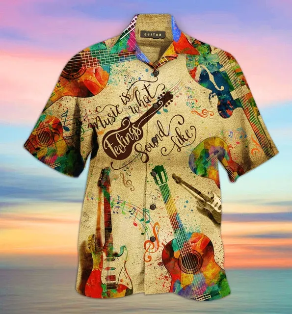 Ashore Shop Music Cuban Collar Summer Men's Clothing Casual Short Sleeves Fashion Loose Tops T 3d Printed Shirts Men's Hawaiian Shirts