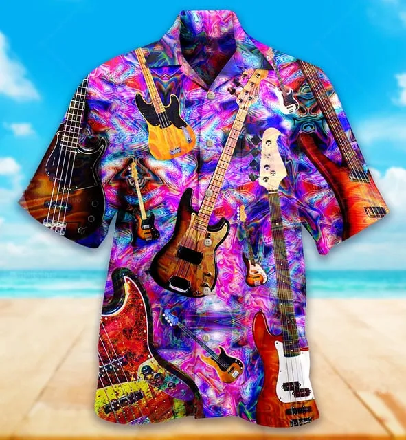 Ashore Shop Music Cuban Collar Summer Men's Clothing Casual Short Sleeves Fashion Loose Tops T 3d Printed Shirts Men's Hawaiian Shirts