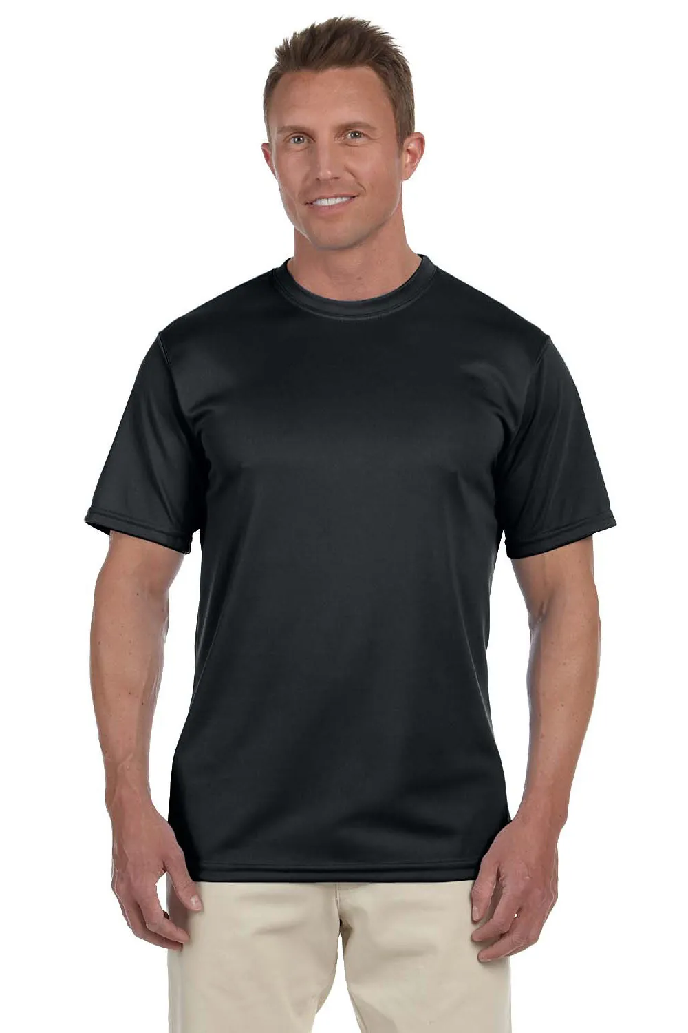Augusta Sportswear Mens Moisture Wicking Short Sleeve Crewneck T-Shirt - Black