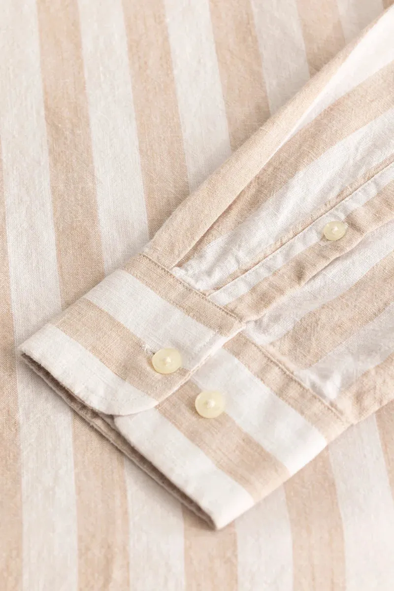 Beige Stripes Linen Blend Shirt