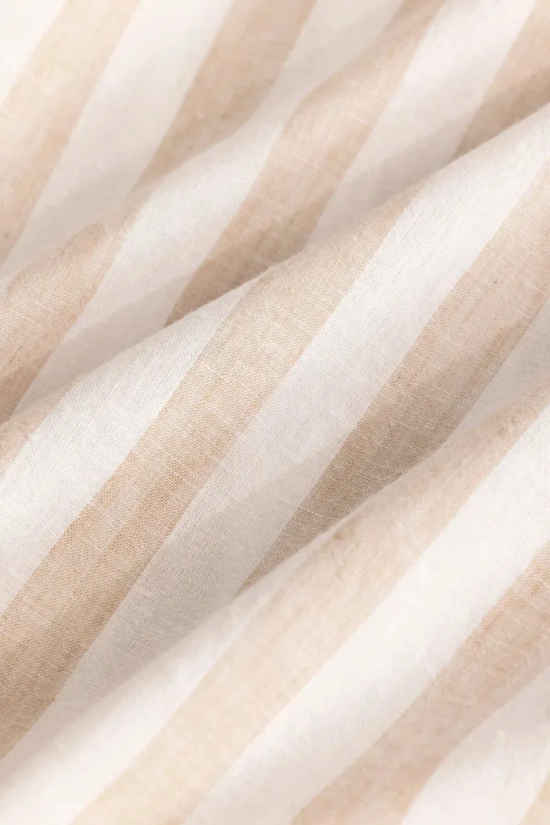 Beige Stripes Linen Blend Shirt