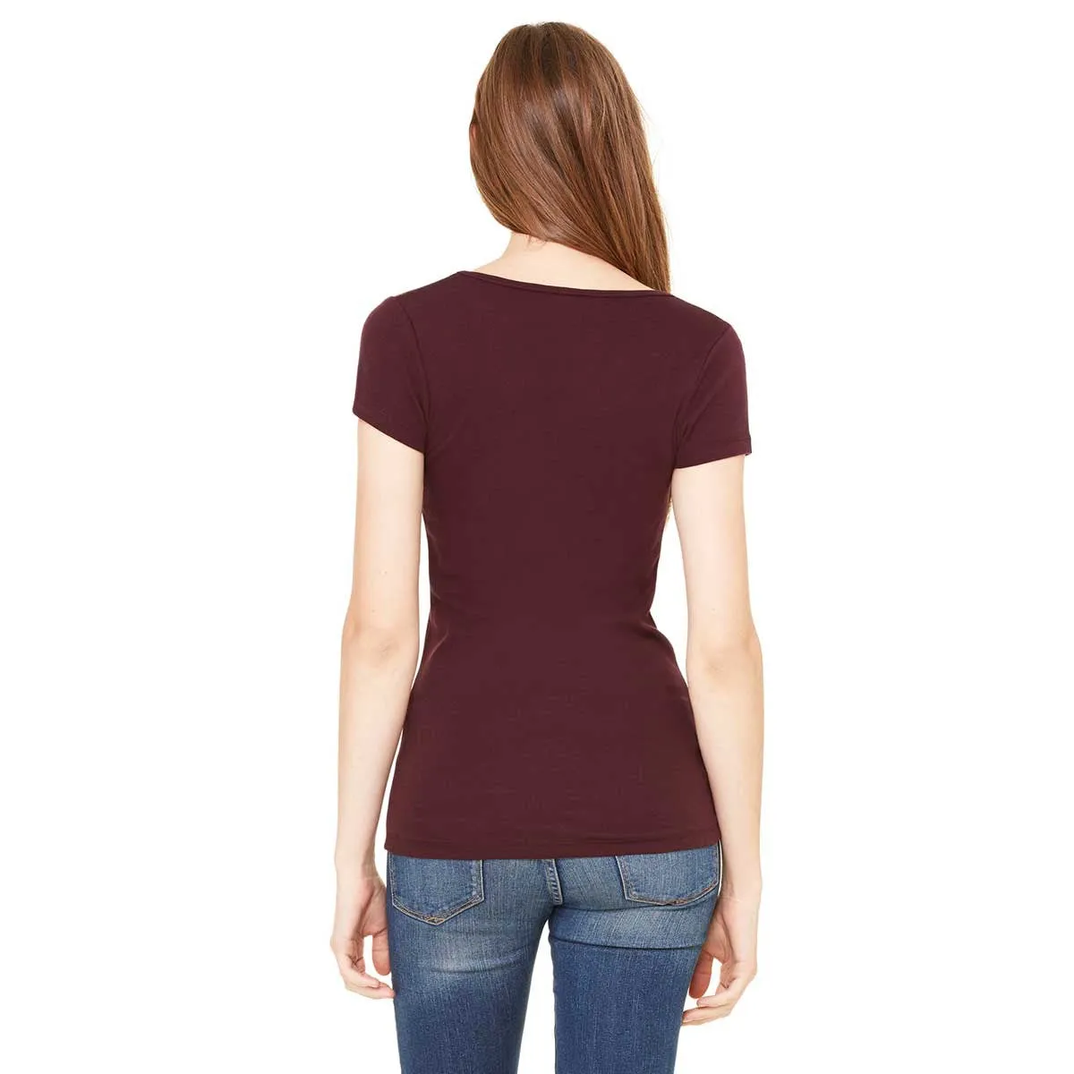 Bella   Canvas Women's Plum Sheer Mini Rib Short-Sleeve Scoop Neck T-Shirt