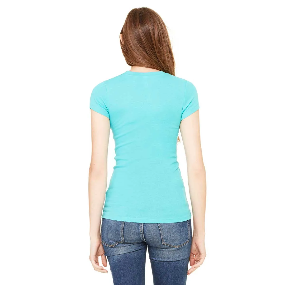 Bella   Canvas Women's Teal Sheer Mini Rib Short-Sleeve T-Shirt