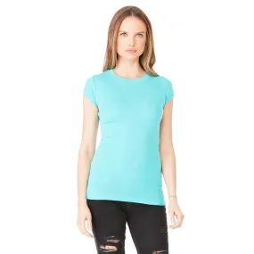 Bella   Canvas Women's Teal Sheer Mini Rib Short-Sleeve T-Shirt
