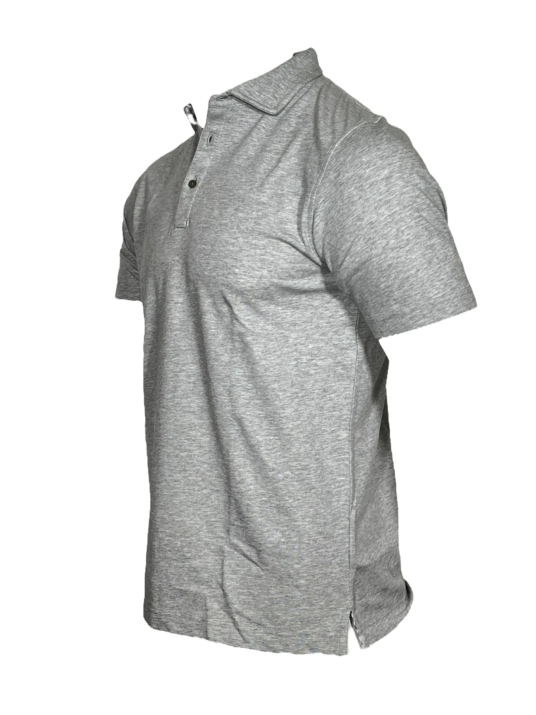 BUTTON DOWN MEN'S TECH POLO - LIGHT GREY HEATHER