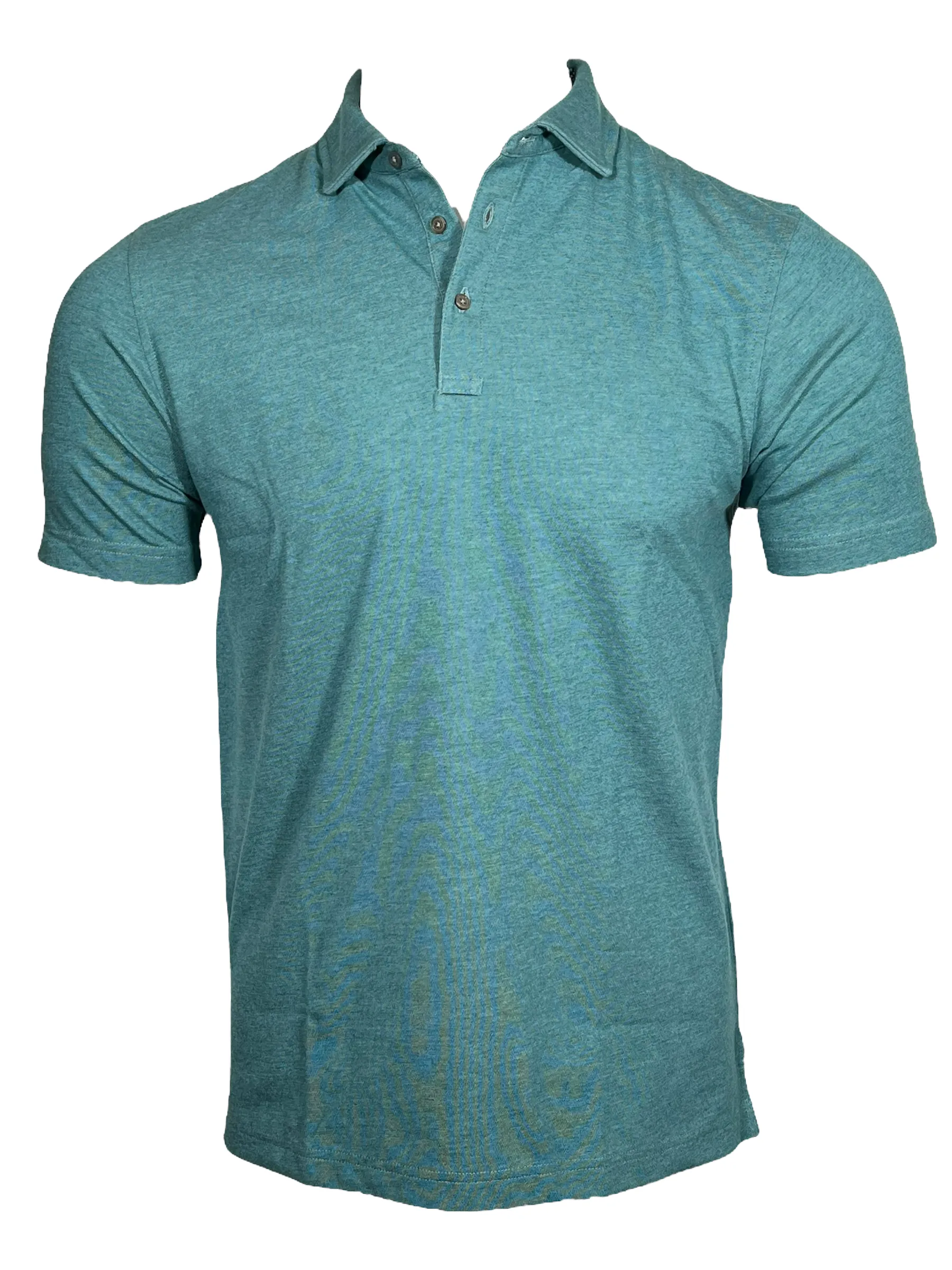 BUTTON DOWN MEN'S TECH POLO - PEACOCK HEATHER