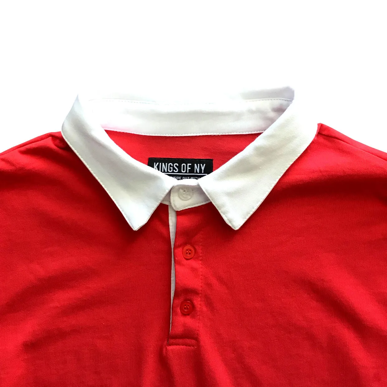Classic Red and White Striped Mens Short Sleeve Polo Rugby Shirt
