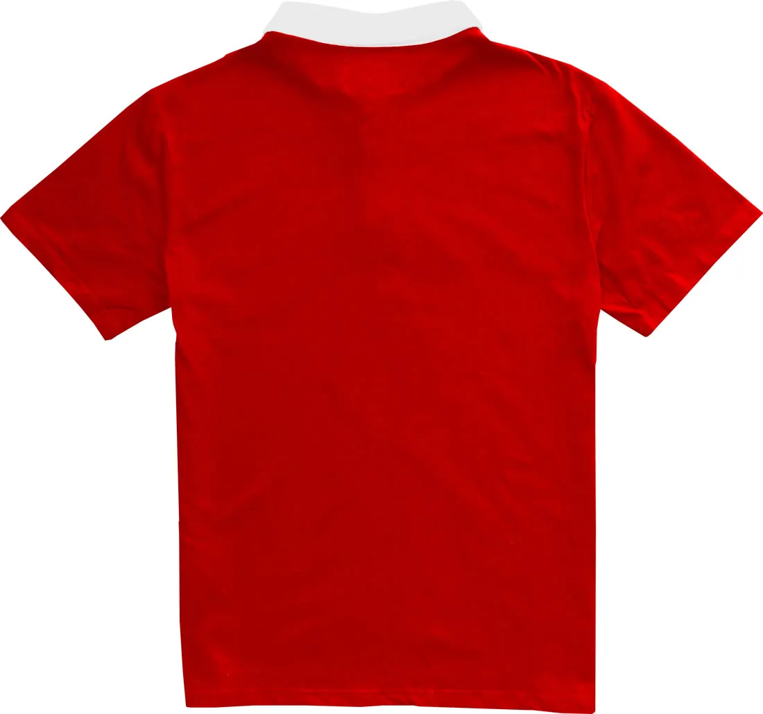 Classic Red and White Striped Mens Short Sleeve Polo Rugby Shirt