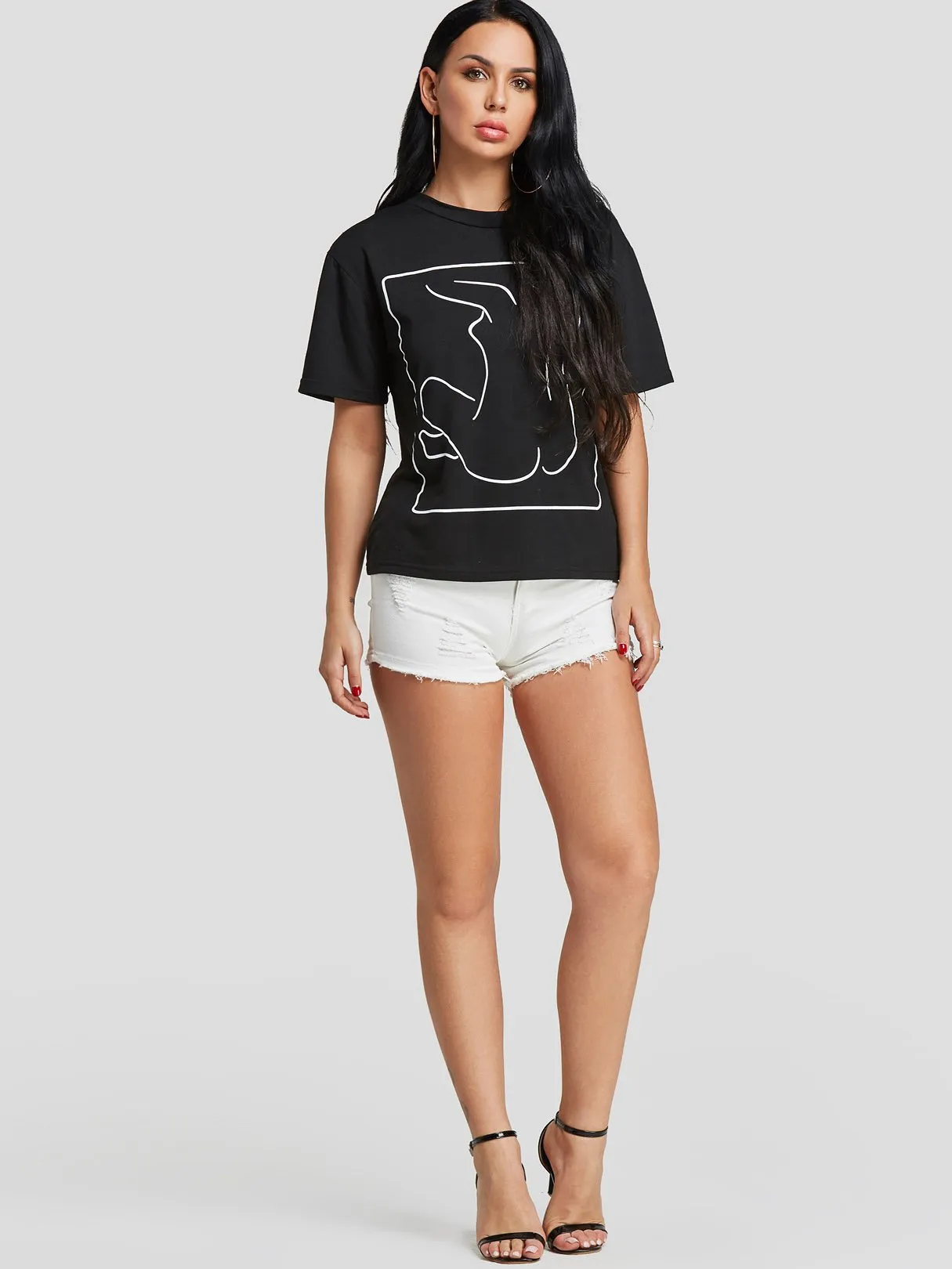 Custom Round Neck Printed Short Sleeve Black T-Shirts