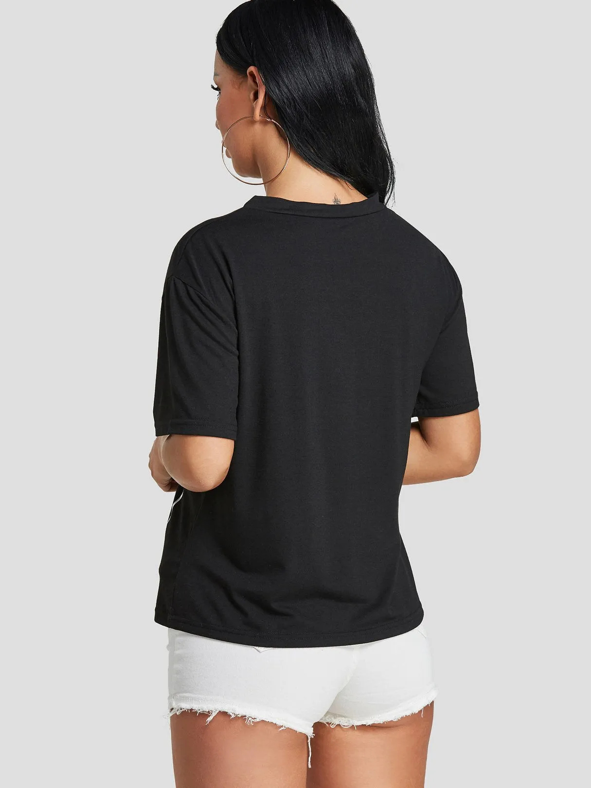 Custom Round Neck Printed Short Sleeve Black T-Shirts