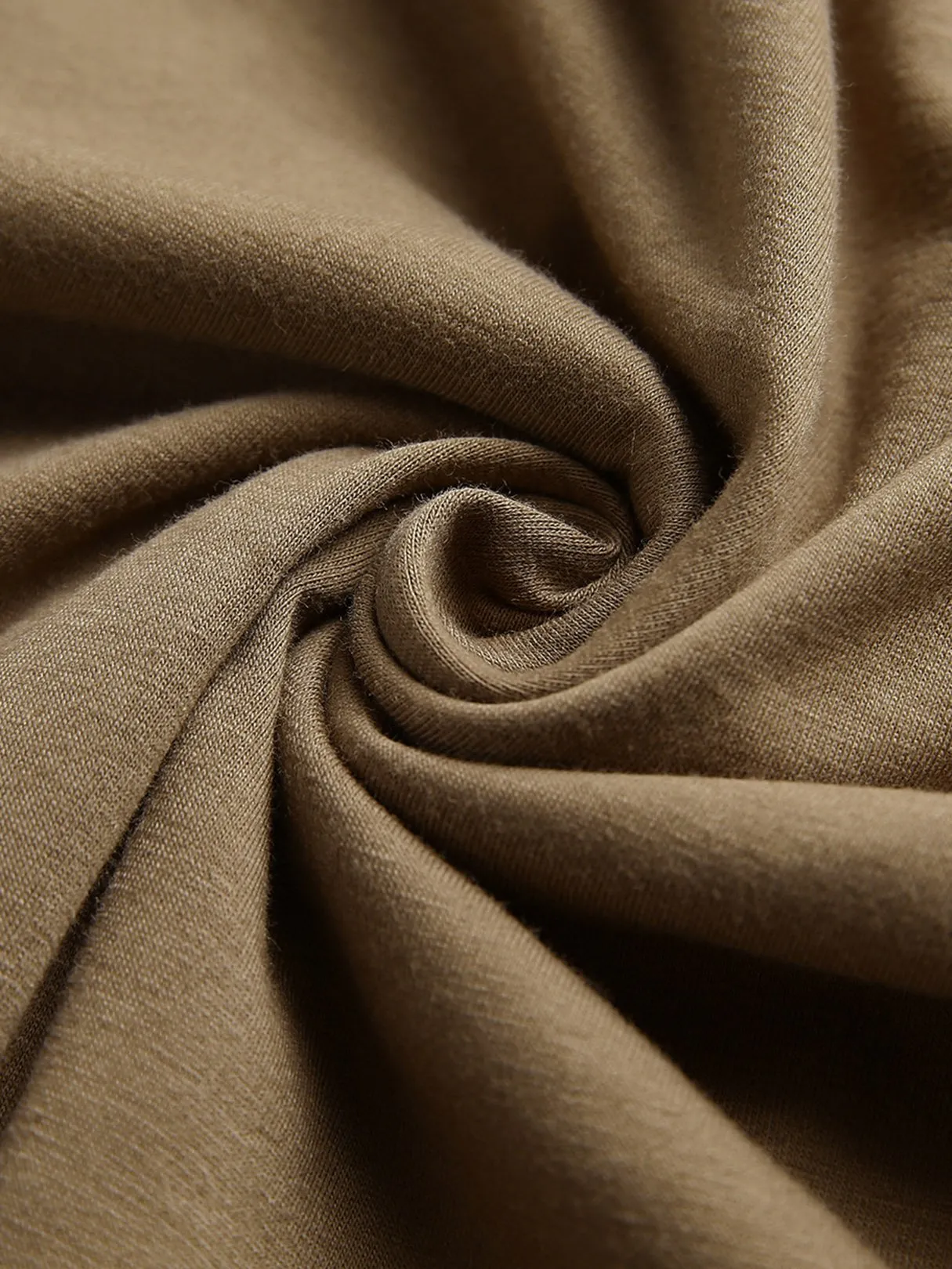Custom Round Neck Twist Short Sleeve Khaki T-Shirts
