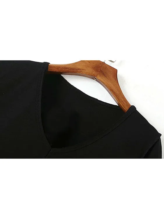 Custom V-Neck Short Sleeve Black Shirt