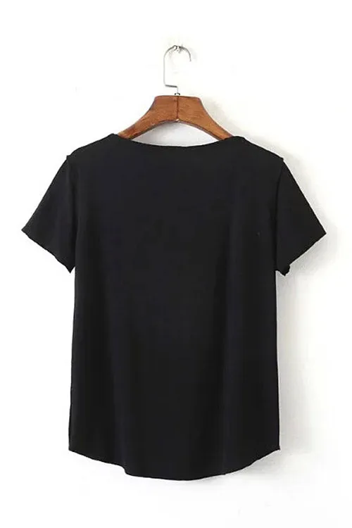 Custom V-Neck Short Sleeve Black Shirt