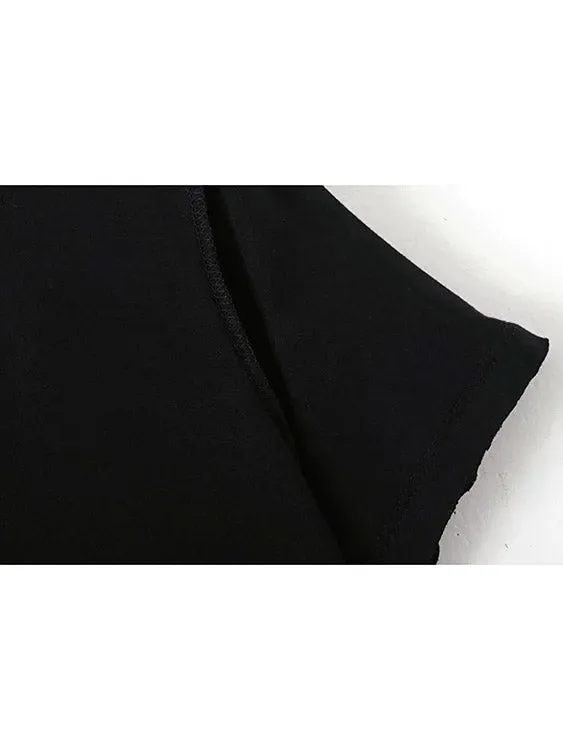 Custom V-Neck Short Sleeve Black Shirt