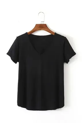 Custom V-Neck Short Sleeve Black Shirt