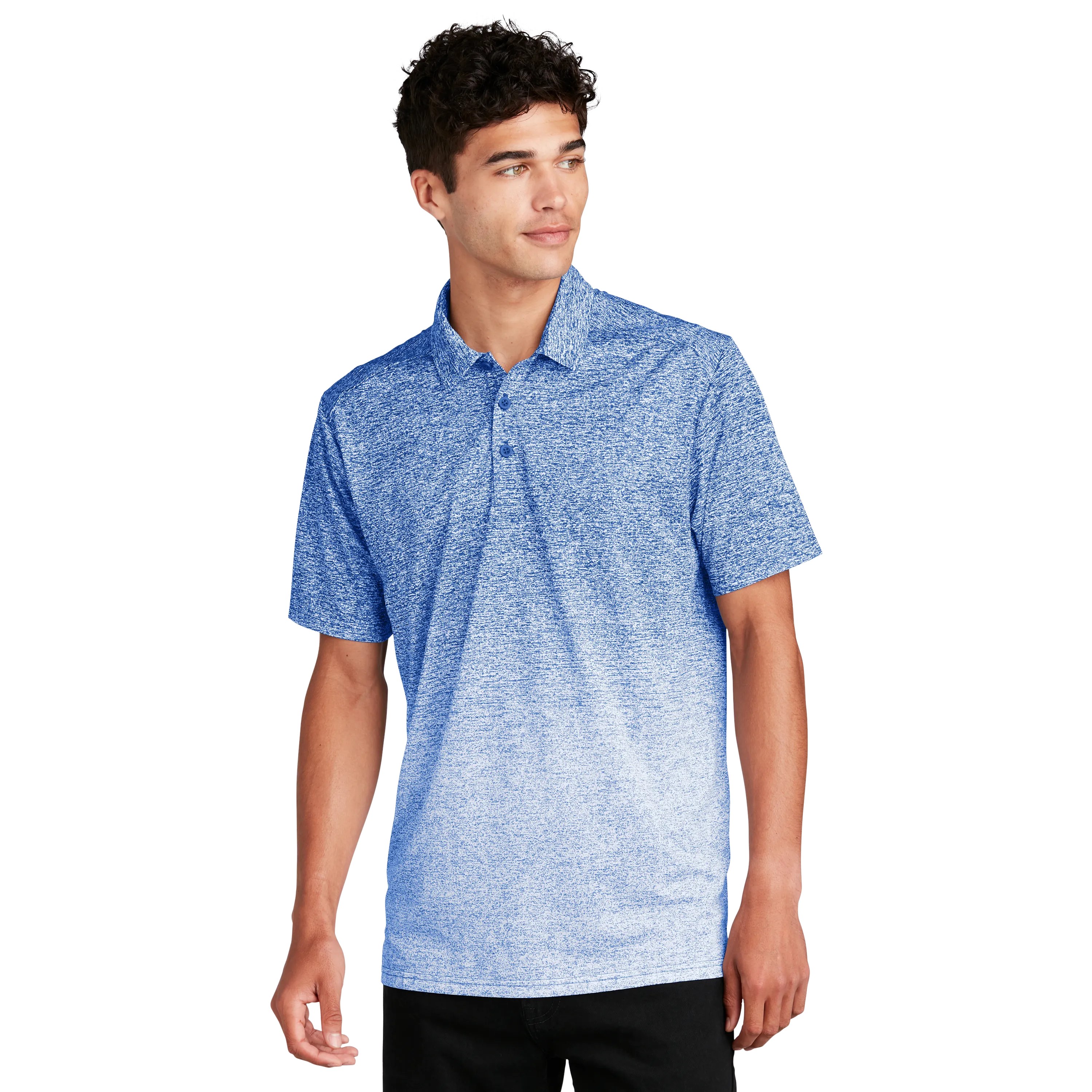 D1908 Mens Ombre Heather Polo