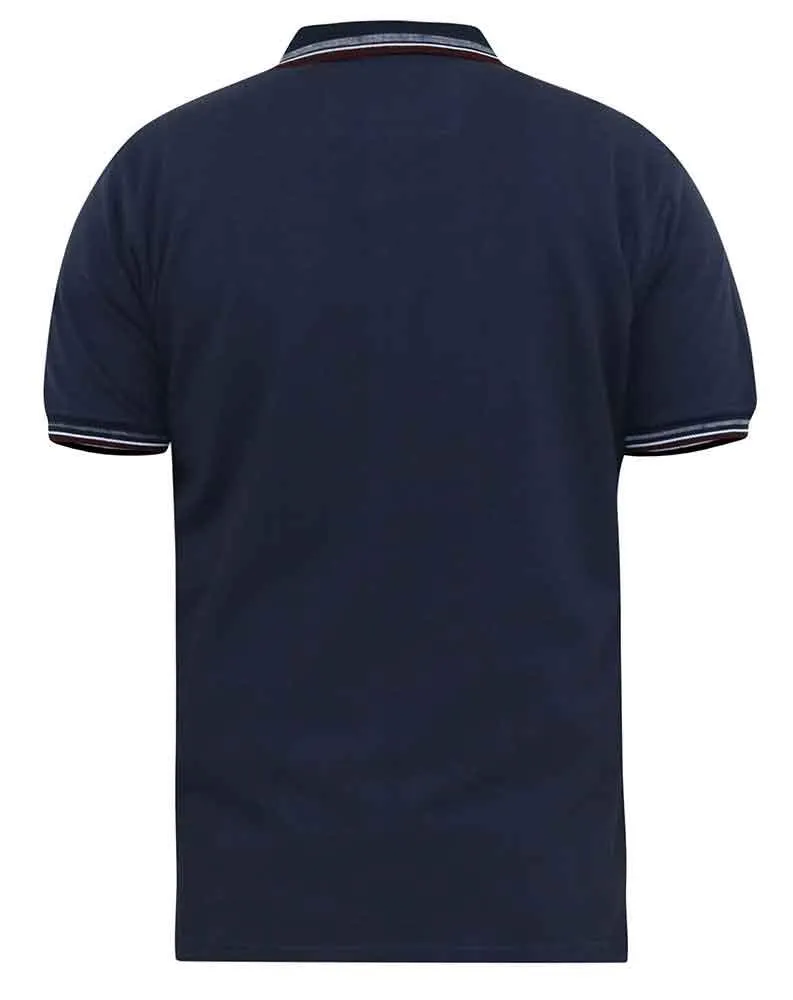 D555 Men's BENJAMIN 1-Pique Polo, Chest Embroidery & Contrast Colour Tipping-Navy, 3XL to 6XL