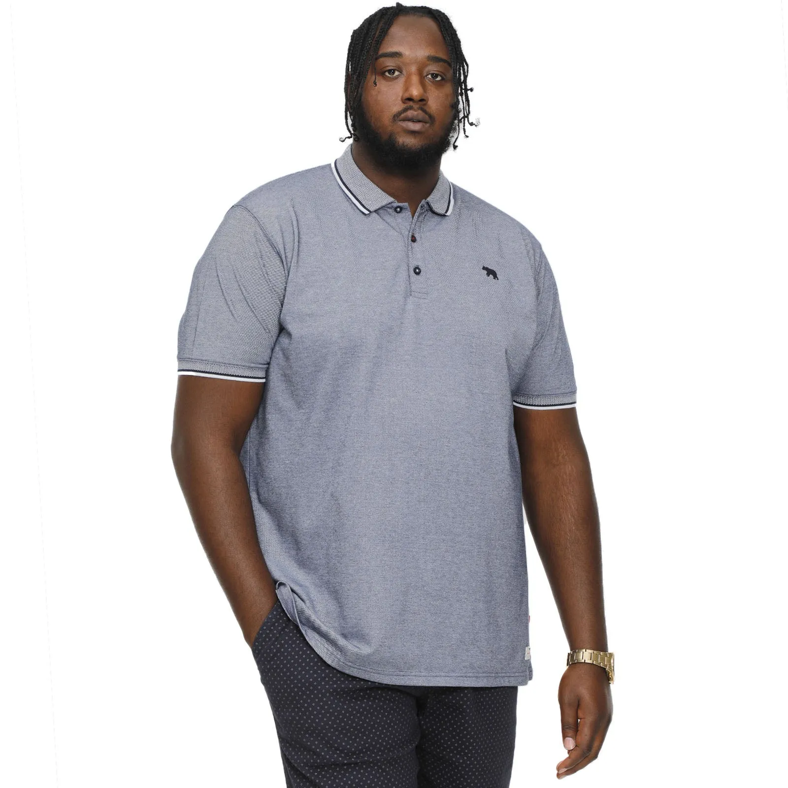 D555 Mens Gibraltar Big & Tall Pique Short Sleeve Polo Shirt - Navy/Blue