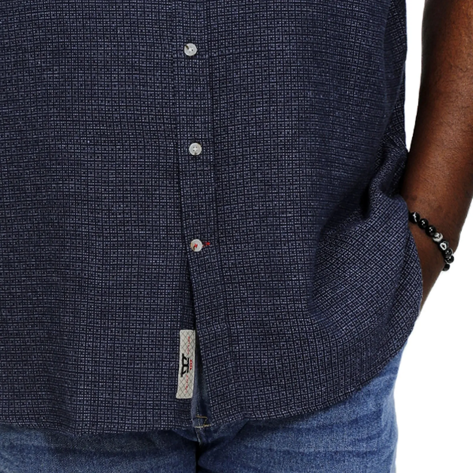 D555 Mens Girton Big & Tall Linen Mix Woven Short Sleeve Shirt - Navy