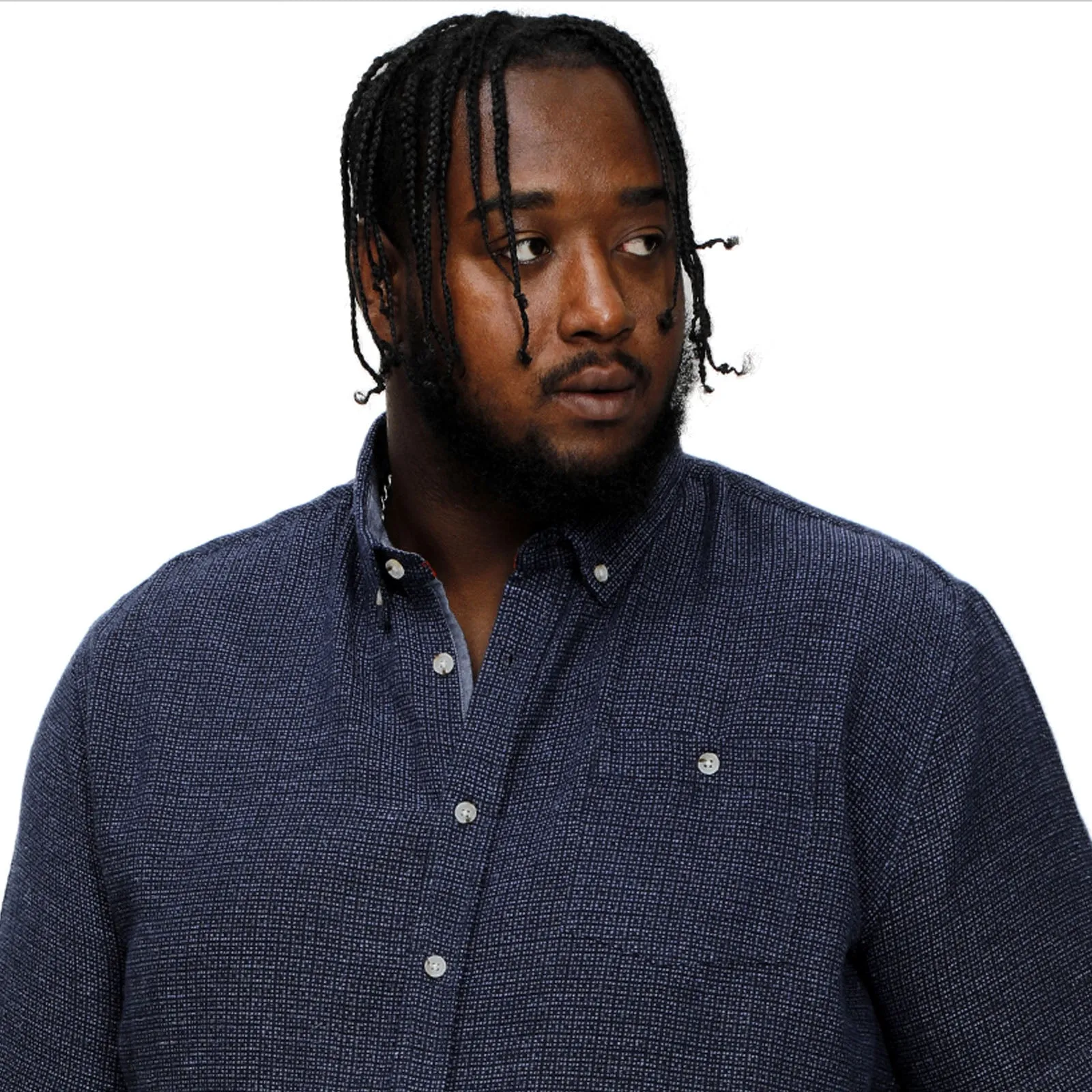 D555 Mens Girton Big & Tall Linen Mix Woven Short Sleeve Shirt - Navy
