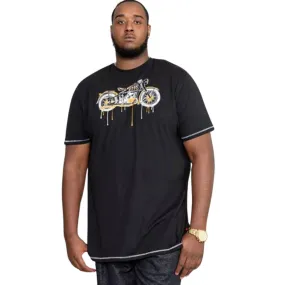 D555 Mens Rochester Big & Tall Motorbike Print T-Shirt - Black